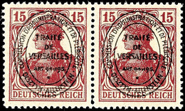 6176 15 Pfg Germania, Karminbraun, Waagerechtes Paar, Tadellos Postfrisch, Gepr. Dr. Hochstädter BPP, Mi. 400.-, Katalog - Sonstige & Ohne Zuordnung