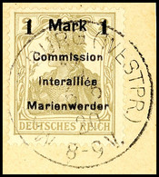 6188 1 Mark Auf 2 Pfg Germania, Aufdruck In Type AIH, Tadellos Gestempelt Auf Briefstück, Gepr. Klein BPP, Mi. 150.-, Ka - Autres & Non Classés