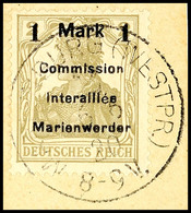 6188 1 Mark Auf 2 Pfg Germania, Aufdruck In Type AIH, Tadellos Gestempelt Auf Briefstück, Gepr. Klein BPP, Mi. 150.-, Ka - Sonstige & Ohne Zuordnung