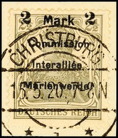 6191 2 Mark Auf 2 1/2 Pfg Germania, Aufdruck In Type AIb, Tadellos Gestempelt "CHRISTBURG 15.5.20" Auf Briefstück, Gepr. - Sonstige & Ohne Zuordnung