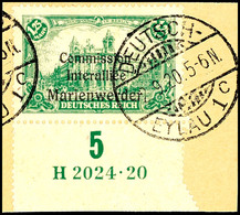 6196 1,25 Mark Deutsches Reich Mit Dreizeiligem Bdr.-Aufdruck "Marienwerder", Unterrandstück Mit Ur-HAN "H 2024.20", Tad - Autres & Non Classés