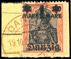 6302 1 Mark. Auf 30 Pf. Type I Auf Postabschnitt, Gepr. Infla, Mi 90.-, Katalog: 41I PA Oo - Sonstige & Ohne Zuordnung