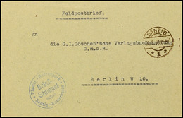 6492 1918, Feldpostbrief Mit Aufgabestempel "DANZIG 1 R 28.8.18" Nebst Viol. Briefstempel "Pionier-Heerespark Danzig-Kai - Altri & Non Classificati