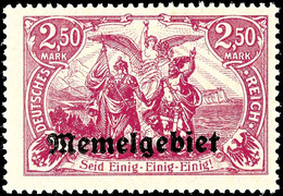 6498 2,50 Mark Deutsches Reich Mit  Aufdruck "Memelgebiet", Dunkelkarminlila, Tadellos Postfrisch, Signiert Richter Und  - Memelgebiet 1923