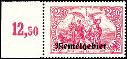 6499 2,50 Mark Germania Mit Aufdruck "Memelgebiet", Dunkelrosalila, Tadellos Postfrisches Luxusstück Dieser Sehr Seltene - Klaipeda 1923