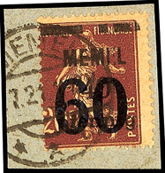 6507 60 Auf 40 Pfg. Auf 20 C. Mit Aufdruckfehler "rechter Balken Zweimal Gebrochen", Auf Kabinett-Briefstück, Gepr. Dr.  - Memel (Klaïpeda) 1923