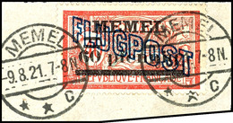 6511 60 Pf Auf 40c., Weißes Papier, Gest. "MEMEL 9.8.21" Auf Briefstück, Sign. Nagler VP, Mi. 200.-, Katalog: 41Iy BS - Memel (Klaïpeda) 1923