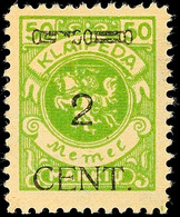 6541 2 C Auf 50 M In Type IV Mit PF I Tadellos Ungebraucht, Katalog: 177IVPFI * - Klaipeda 1923