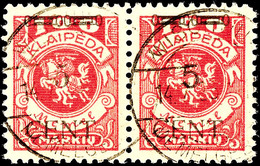 6545 5 C Auf 100 M, Waag. Typenpaar Tadellos Gestempelt, Gepr. Klein BPP, Mi. 1.560.-, Katalog: 180W4 O - Memel (Klaipeda) 1923