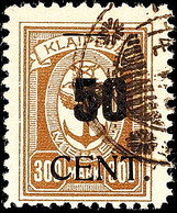 6553 50 C. Auf 300 Mark Aufdruckmarke Mit Zusätzlichem Aufdruck-Strich über Wertziffer, Gestempeltes Kabinettstück, Sign - Memel (Klaïpeda) 1923