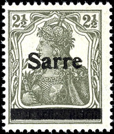 6583 2 1/2 Pfg Germania Dunkelgrüngrau Sog. Bronzegrau Mit Aufdruck "Sarre" In Type I, Tadellos Postfrisch, Fotobefund B - Autres & Non Classés