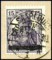 6592 15 Pf Germania Sarre In C-Farbe Tadellos Auf Briefstück, Tiefst Gepr. Burger BPP, Mi. 130,--, Katalog: 7cI BS - Altri & Non Classificati