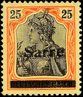 6593 25 Pf. Germania-Sarre Rotorange, Type III, Postfrisch, Gepr. Burger BPP Und Käferzeichen (Dr.Dub), Mi. 320,-., Kata - Sonstige & Ohne Zuordnung