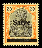 6598 25 Pfg Germania "Sarre", B-Farbe, Aufdrucktype III (kleine Schrift, Feiner Kontrollstrich), Tadellos Ungebraucht, G - Sonstige & Ohne Zuordnung