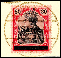 6626 80 Pfg Germania Mit Aufdruck "Sarre" In Type III, Gestempelt "Neunkirchen - * (Saar) 1 D 15.3.20" Auf Briefstück, T - Other & Unclassified
