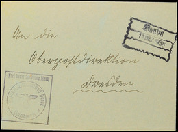 6966 "Dauda 12 DEZ 1938" - Schwarzvioletter, Aptierter Dreizeiliger Rahmenstempel Nebst Stempel "Frei Durch Ablösung Rei - Autres & Non Classés