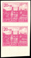 7063 20+20 Violettpurpur Doppeldruck Ungezähnt ** Senkr. Paar, Mi. 360,-, Katalog: 5UDD(2) ** - Estland