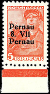 7083 5 K Mit Aufdruckfehler "zweites Pernau Statt 1941", Postfrisch, Geprüft Klein BPP, Mi. 100,-, Katalog: 5 II/IV ** - Altri & Non Classificati