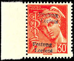 7154 30 C. Freimarke Rot Mit Aufdruck "Festung Lorient", Abart "doppelter Aufdruck", Tadellos Postfrisch, Auflage Nur 60 - Altri & Non Classificati