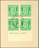 7247 1/2 D Unterrandviererblock In Der Farbe Smaragdgrün Mit Druckvermerk (Imprint) Der 1. Auflage Mit Stpl. GUERNSEY CH - Autres & Non Classés