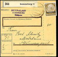 7384 30 Pfg Hindenburg Mit Aufdruck Als Portogerechte Einzelfrankatur Auf Paketkarte Aus LUXEMBURG 30.9.41 Nach Weiswamp - Lussemburgo