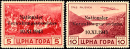 7397 25 Cent Bis 10 Lire "Verwaltungsausschuss", 5 Lire Überdruckfeld 29 Und 10 Lire Überdruckfeld 24, Kompletter Satz M - Occup. Tedesca: Montenegro