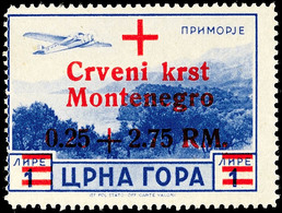 7404 0,25 + 2,75 RM Rotes Kreuz, "g In Montenegro Normalstehend", Tadellos Postfrisch, Gepr. Krischke BPP (doppelt Signi - Occ. Allemande: Montenegro