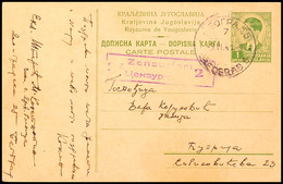 7445 1 Din. Ganzsachenkarte Mit EKr. "BEOGRAD 5 / 3.VI.41" Und Zensurstempel Nr. 2 Der Zensurstelle Belgrad Als Mitläufe - Altri & Non Classificati