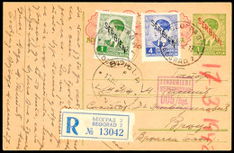 7462 1 Din. Ganzsachenkarte Mit Zusatzfrankatur 1 Din. Und 4 Din. Mit EKr. "BEOGRAD 2 / 14.III.42" Sowie Zensurstempel 0 - Altri & Non Classificati