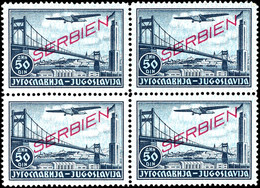 7481 0,50 D. - 50 D. Flugpost, Komplett In Postfrischen 4er - Blocks, Mi. 1.200.-, Katalog: 16/25 ** - Altri & Non Classificati