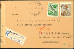 7628 Mischfrankatur Aus 1 Din. Mit 8 Din. Auf Portogerechtem Auslands-R-Brief Nach Berlin-Heiligensee Mit Aufgabe-Stpl.  - 2. WK