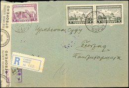 7675 Buntfrankatur Aus 1 Din.(auf Der Rückseite), 2 Din. Und 7 Din.(2) Auf Portogerechtem Inlands-R-Brief Der 2 Gewichts - 2° Guerra Mondiale