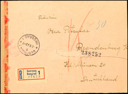 7689 Mischfrankatur Aus 3 Din. Mit 7 Din. Auf Der Rückseite Eines Portogerechten Auslands-R-Briefes Nach Brandenburg Mit - 2° Guerra Mondiale