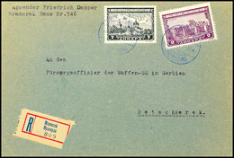 7753 Mischfrankatur Aus 2 Din. Mit 7 Din. Auf Portogerechtem Inlands-R-Brief An Den Fürsorge-Offizier Der Waffen-SS In S - 2° Guerre Mondiale