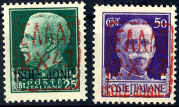 7919 25 C Schwarzgrün Und 50 C Dunkelviolett Je Mit Rotem Aufdruck Tadellos Postfrisch, Signiert, Mi. 240,--, Katalog: 1 - Deutsche Bes.: Zante