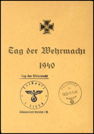 7971 1940, Rommelgedenkblatt "Tag Der Wehrmacht" Mit Allen Marken Und Stempeln, Unten Etwas Angetrennt, Sonst Einwandfre - Sonstige & Ohne Zuordnung