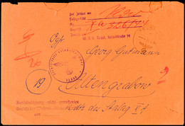 7985 1944, "Zur Zensur An .....Feldgericht...Zurück An W.U.G. Tegel, Seidelstraße 39", Violetter L6 Auf Feldpostbrief Mi - Other & Unclassified