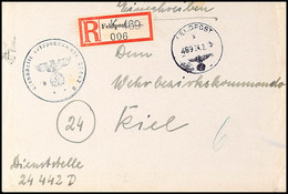 8001 1945, Einschreiben-Dienstbrief Mit Feldpost-Normstempel B 469 24.2. Und Entsprechendem R-Zettel Sowie Briefstempel  - Sonstige & Ohne Zuordnung