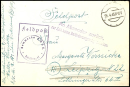 8003 1945, Feldpostbrief Aus Westerland Mit Aptiertem Stempel Vom 25.4.45 Nach Leipzig Mit L2 "An Absender Zurück, Zur Z - Altri & Non Classificati