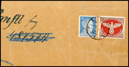 8055 1944, Päckchen-Zulassungsmarke Gezähnt Und 20 Pfg. Hitler Mit Stempel "WIEN 4.V.." Auf Langformatigem Päckchen-Auss - Altri & Non Classificati