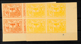 8174 25+12 Pf. Rotorange Und 25+12 Pf. Gelborange, X-Papier, Je Im Rechten Unteren Eckrand-4er-Block Mit Den Plattenfehl - Cottbus