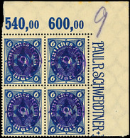 8214 6 Auf 6 Mark Und 12 Auf 5 Mark,.  Je Im Eckrand-4er-Block, Postfrisch, Katalog: 67/68 ** - Fredersdorf-Vogelsdorf