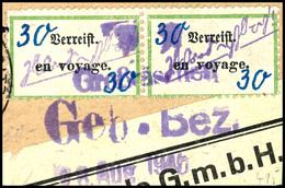 8285 30 Pfg Postzettel "Verreist", Waagerechtes Paar Auf Briefstück Mit Notstempel Typ "b" "28. Aug. 1945", Tadellos, Ei - Grossräschen