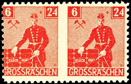 8395 6+24 Pf. Solidarität, Waager. Paar, Mitte Ungezähnt, Tadellos Postfrisch, Gepr. Zierer BPP, Mi. 220.-, Katalog: 43U - Grossraeschen