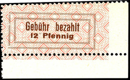 8428 12 Pfg Gebührenzettel, Abart "rechts Ungezähnt", Tadellos Postfrisch, Mi. 250.-, Katalog: 2Ur ** - Lohne