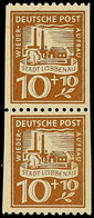 8431 10 Pfg Wiederaufbau, Senkrecht Ungezähnt, 2 Postfrische Kabinettstücke Im Senkrechten Paar, Doppelt Signiert Zierer - Luebbenau