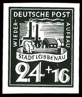 8434 24 Pfg Wiederaufbau-Vorlagedruck In Schwarz Auf Kreidepapier, Ungebrauchtes Kabinettstück Ohne Gummi  (*) - Luebbenau