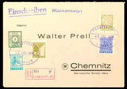 8483 5,6,6 Und 20 Pf. Volkshilfe In MiF Mit 5 Pf. Ostsachesen A. R.-Brief Von Fredersdorf Nach Chemnitz, Klarer Notstemp - Plauen