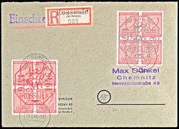 8494 4x12 Pf., Beide 4er-Blocks A. R.-Brief Nach Chemnitz, Not-R.-Zettel, Tadellos, Rs. Ank.-Stpl., Katalog: 1/2 BF - Sonstige & Ohne Zuordnung