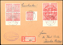 8495 570 Jahrfeier Roßwein, Beide 4er-Blocks R.-Brief Mit 12 Pf. Zusatzfrankatur (Mi. 119X) Nach Taucha, Tadellos, Katal - Sonstige & Ohne Zuordnung